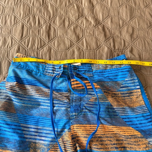 Nike Blue & Orange Men's sz Small Swim Trunks Board Shorts Zip Pocket Drawstring - Picture 12 of 15